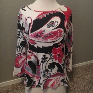 Chico’s Multi color red, pink, black top size 1/M